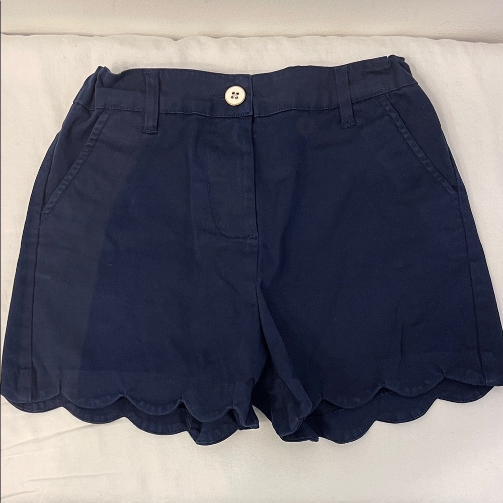 Crown & Ivy Navy Kids Scalloped Shorts Size 12 EUC